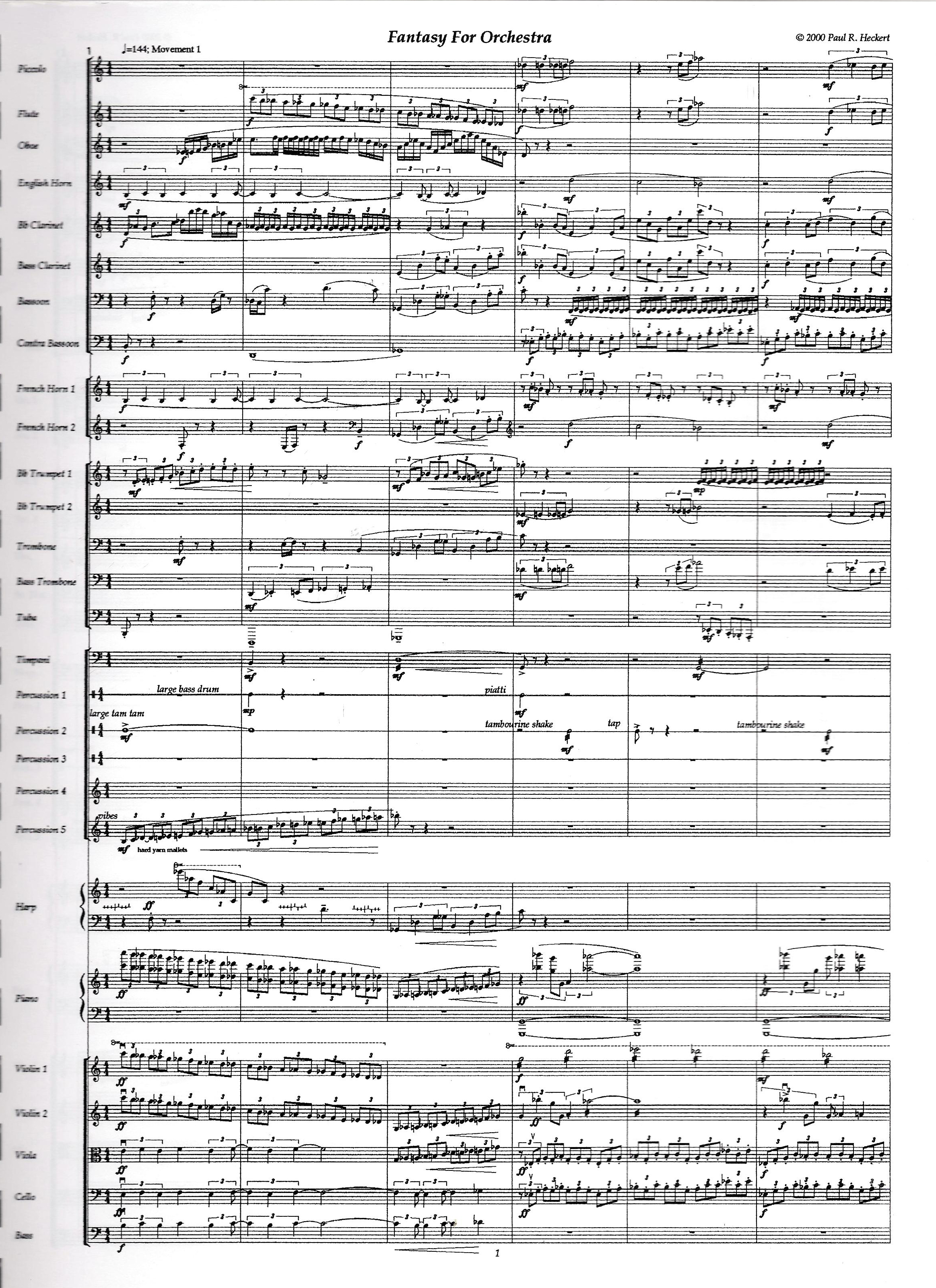 Fantasy For Orchestra Score By Paul Heckert Only 45 00